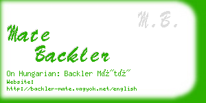 mate backler business card